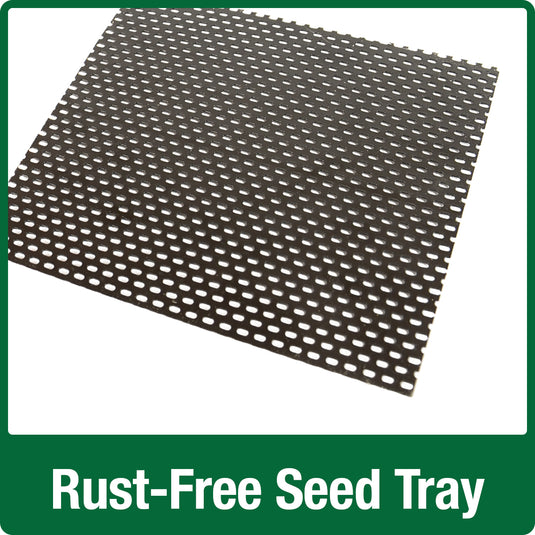 Demonstration of rust-free seed tray on Nature's Way Wild Wings decorative weathered vertical feeder