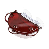 Nature's Way Traditional Window Hummingbird Feeder in red with flower shaped feeding ports on a white background