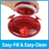 easy fill and clean design on the nature's way Modern Hummingbird Feeder - Solid Red