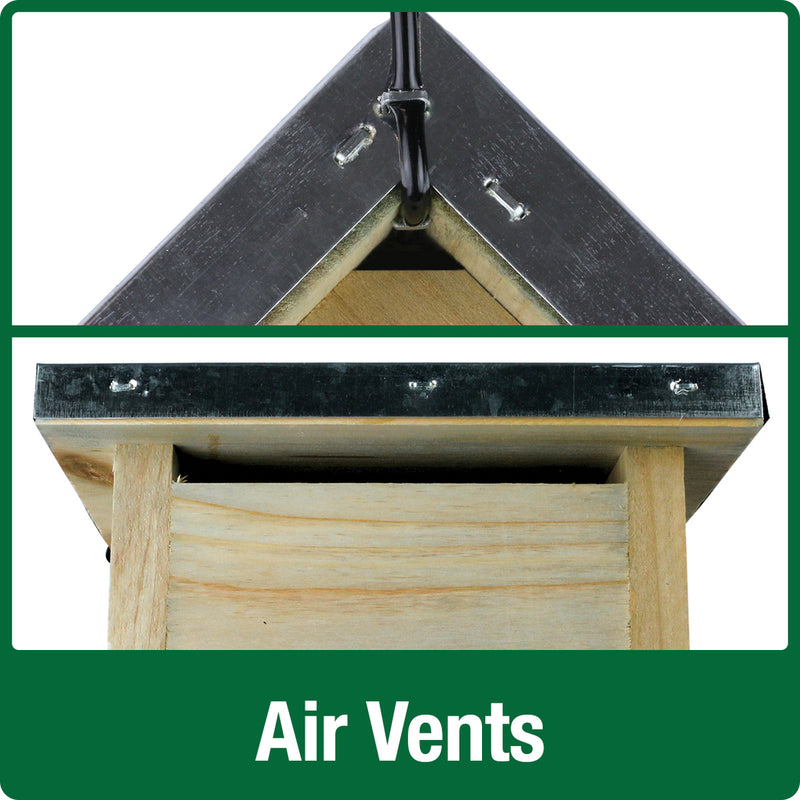 Load image into Gallery viewer, air vents on front and sides promote airflow on the wild wings Decorative Weathered Wren House
