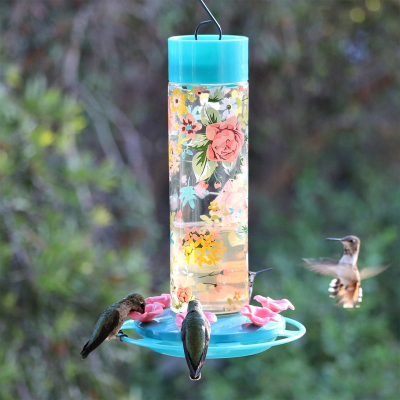 Load image into Gallery viewer, Charming Peony Decorative Glass Hummingbird Feeder
