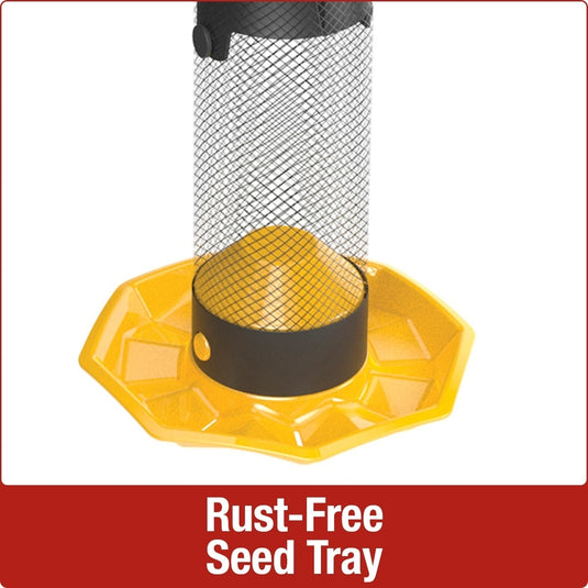 Rust-free seed tray on nature's way Funnel Flip-Top Mesh Finch Feeder
