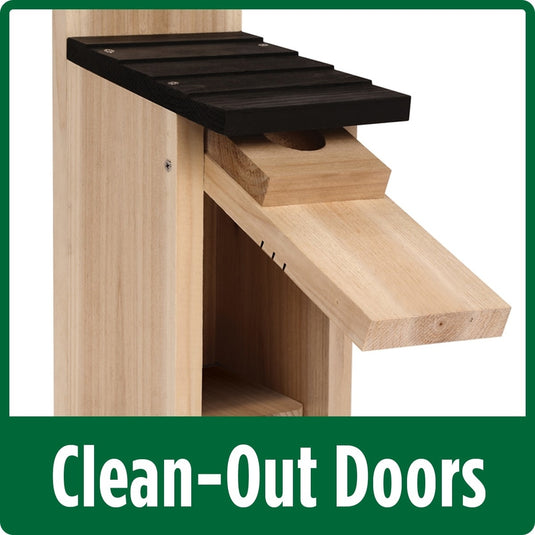 easy clean out door on the Wild Wings Bluebird Box House
