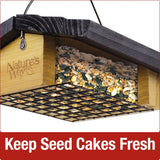 Keep seed cakes fresh with the Nature's Way Upside-down cedar Suet Feeder