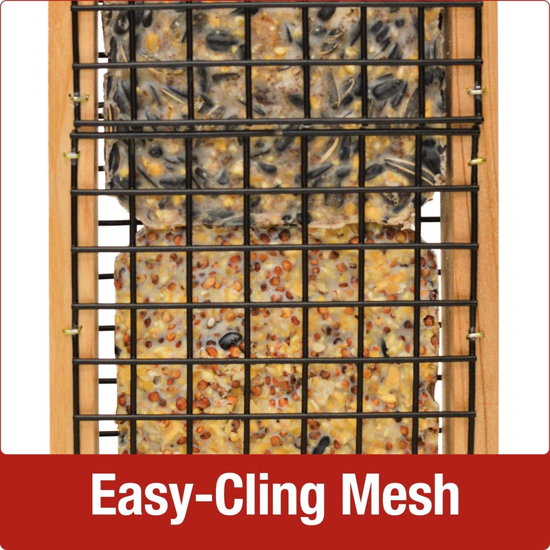 Load image into Gallery viewer, close up of easy cling mesh on the nature&#39;s way Double Suet Tail Prop Feeder
