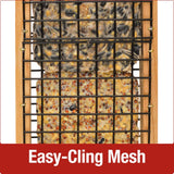 close up of easy cling mesh on the nature's way Double Suet Tail Prop Feeder
