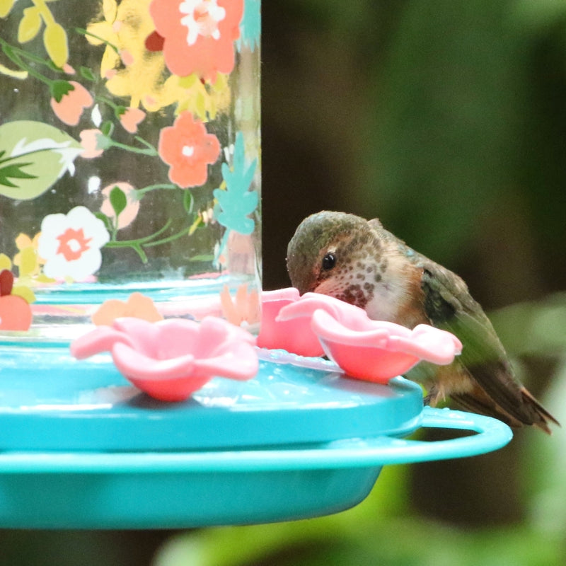 Load image into Gallery viewer, Charming Peony Decorative Glass Hummingbird Feeder
