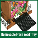 removable fresh seed tray on the nature's way stained glass hopper feeder