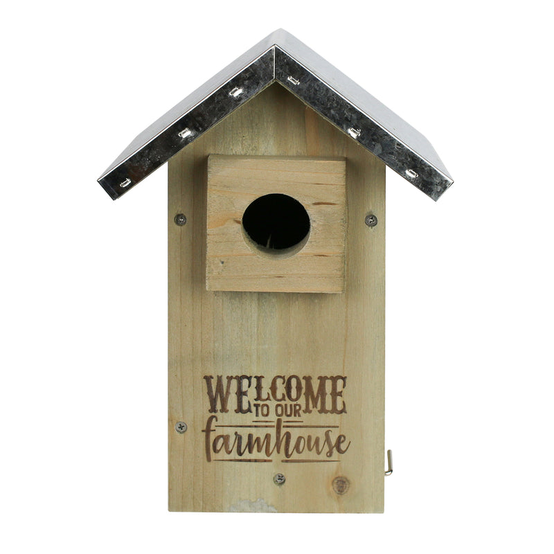 Load image into Gallery viewer, Galvanized Weathered Bluebird House (Model# WWGH3-DECO)
