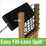 Demonstration of easy fill-less spill roof with no tools required on Nature's Way Tail-prop Suet Bamboo bird Feeder