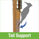 Tail prop design  ideal for attracting large woodpeckers like the Pileated to your backyard with the Nature's Way Tail-prop Suet Bamboo bird Feeder